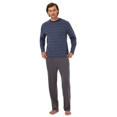 Big and tall blue striped print pyjama set